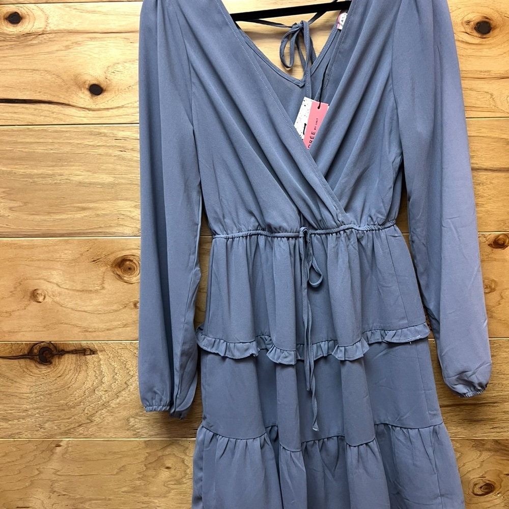 ANDREE BY UNIT Slate Blue Long Sleeve Dress
